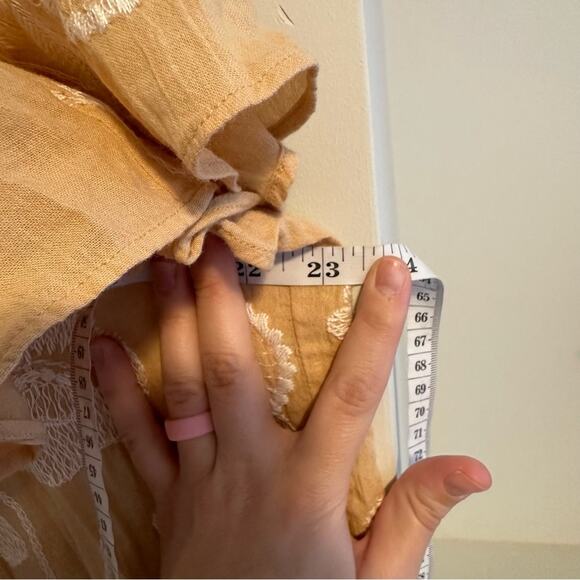 THE GREAT. Tan Cream White Floral Embroidered Blouse Top 0 Small - Picture 6 of 11